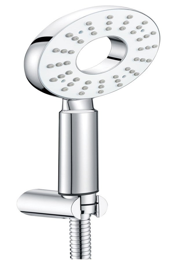 دش يدوي للحمام من مجموعة هندوير الإيطالية F160113CP | مصنوع من مادة ABS | مزود بخرطوم مرن من الفولاذ المقاوم للصدأ بطول 1.5 متر | خطاف جداري | تقنية التنظيف بالمطاط | لون أبيض بولو